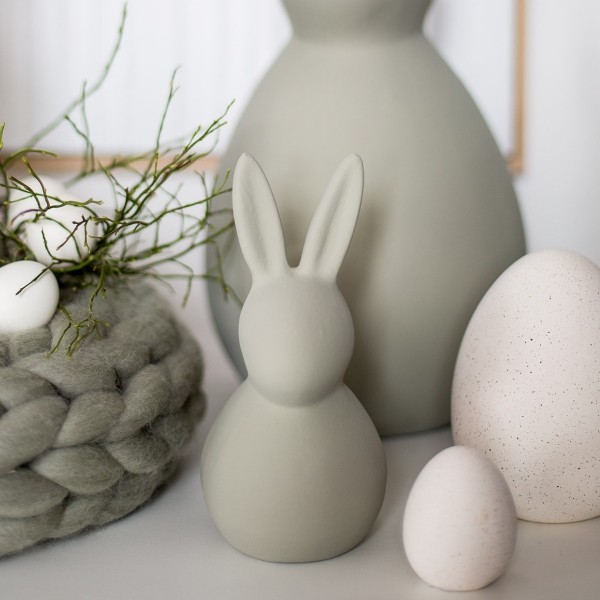 Hase grün 22 cm Keramik matt