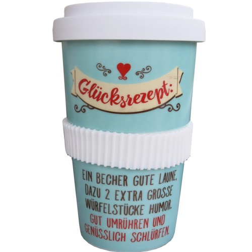 Coffee to go Becher Glücksrezept Gute Laune Humor Vintage Art Kaffeebecher eBay