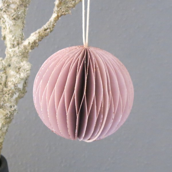 Weihnachtskugel Papier altrosa 7,5 cm Christbaumkugel Newstalgie