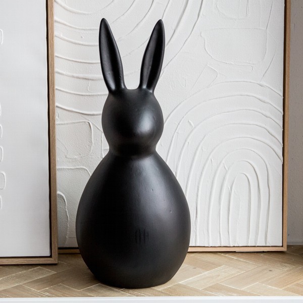 Hase schwarz 52 cm Keramik matt