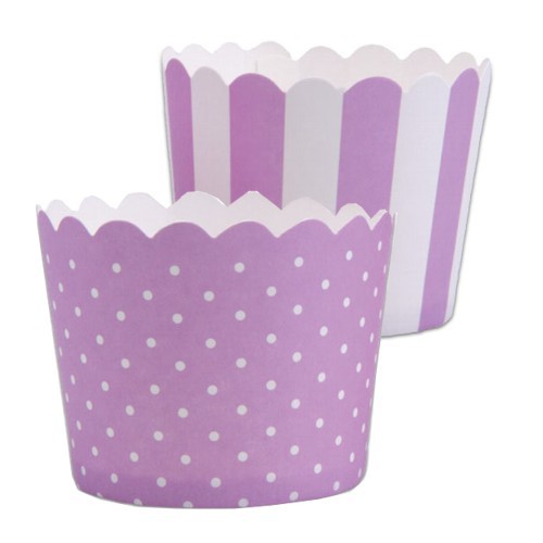 MINI Muffinförmchen Cupcake Papier Cups flieder weiß Muffin Städter 12 Stück