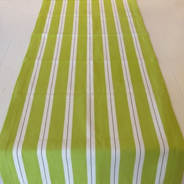 Linum Tischläufer Streifen grün weiß