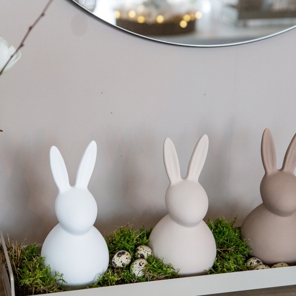 Hase weiß 22 cm Keramik matt