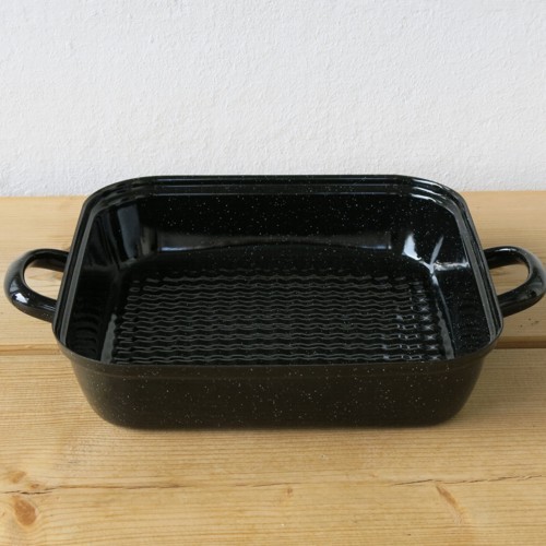 Riess Emaille Bräter mit Deckel  schwarz 26 cm Bratreine Auflaufform