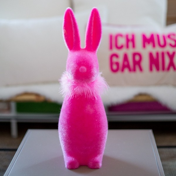 Hase rosa beflockt 41 cm