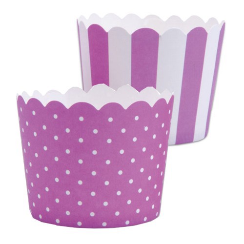 MINI Muffinförmchen Cupcake Papier Cups violett weiß Muffin Städter 12 Stück