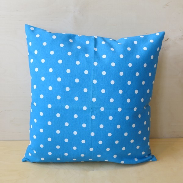 Kissenhülle Punkte blau Polka Dots weiß