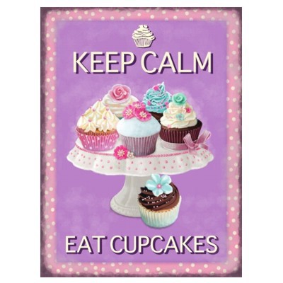 Metallschild Cupcake groß Keep calm eat Blechschild Muffin Magnettafel