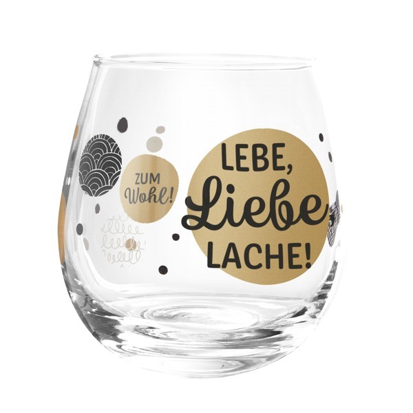 Formano Glas Spruch Lebe Liebe Lache Prosit Wein Wasser Cocktail