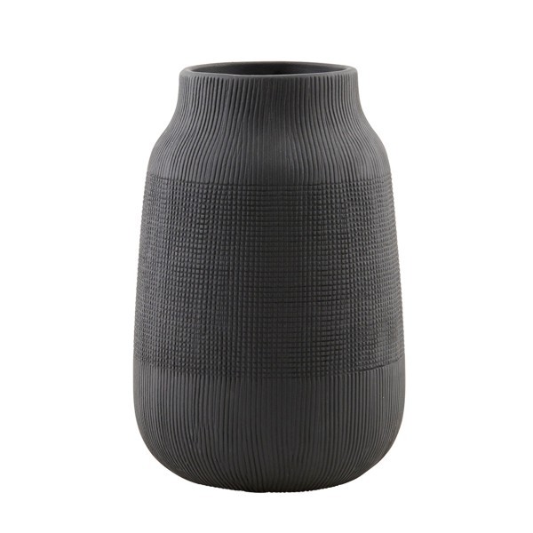 House Doctor Vase schwarz 22 cm groove