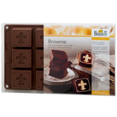 Backform Brownie mit Lilie Fleur de Lys Silikon 12 er Birkmann