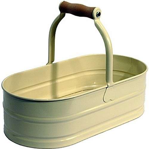 Korb creme 37 cm mit Holzgriff Zink Zinkkorb Metall | Korb | Alles aus