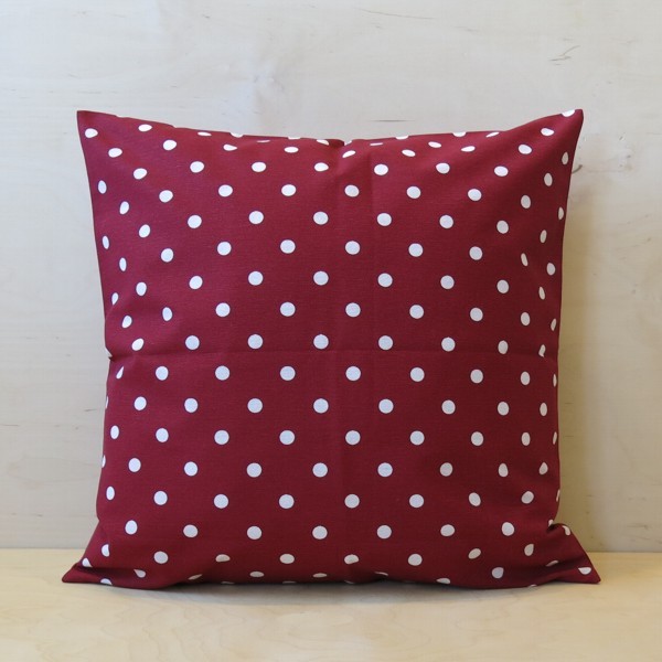 Kissenhülle Punkte weinrot Polka Dots weiß