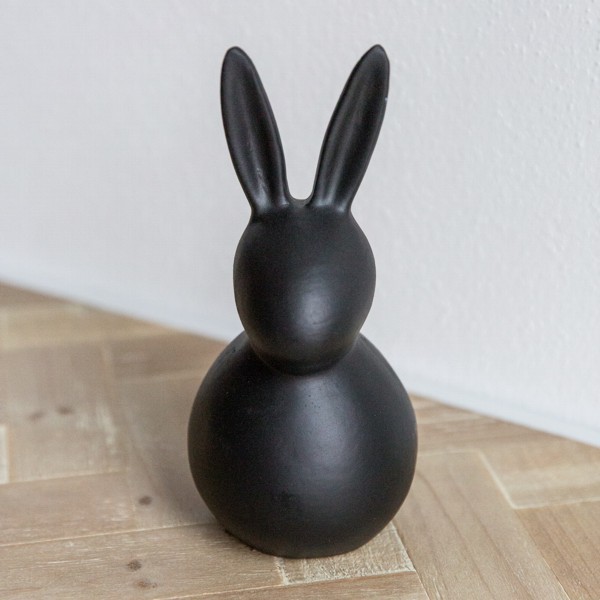 Hase schwarz 22 cm Keramik matt