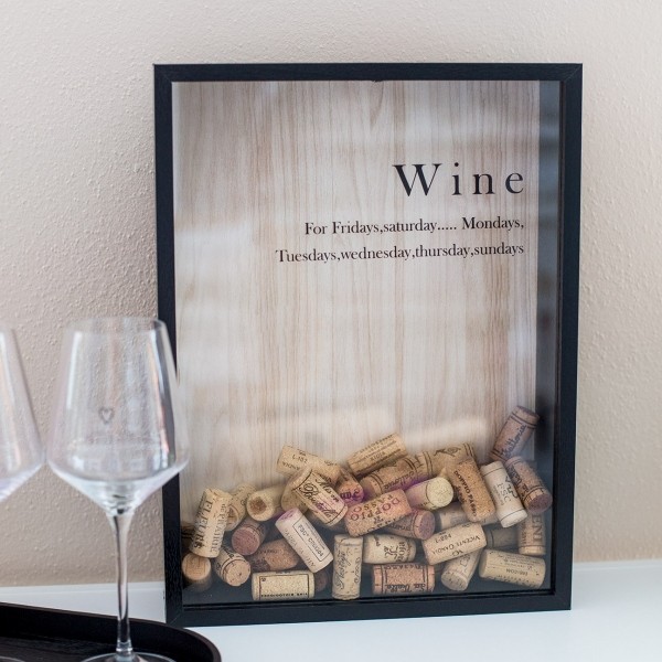 Weinkorken Sammelbox Holz schwarz