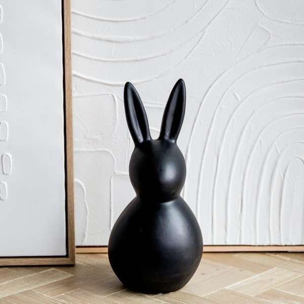 Hase schwarz 34 cm Keramik matt