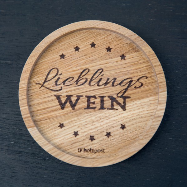 Holzpost Untersetzer Lieblingswein
