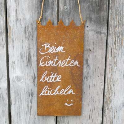 Metallschild "MIT MENSCHEN DIE EINEN AN DER KLATSCHE" – 29x9,2 Cm, Wetterfest, Made In Germany