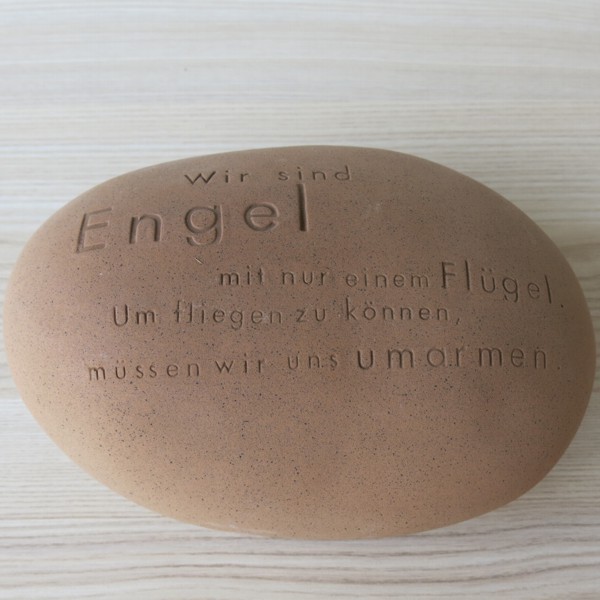 Räder Poetry Stones Wir sind Engel mit nur einem Flügel Keramik Stein groß