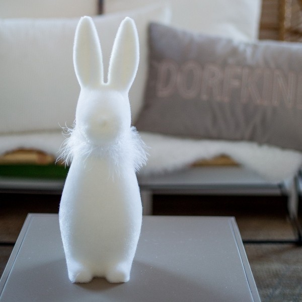 Hase weiß beflockt 41 cm