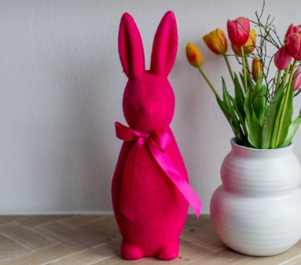 Hase pink beflockt 41 cm