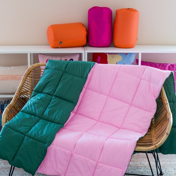 PAD Decke gesteppt grün rosa