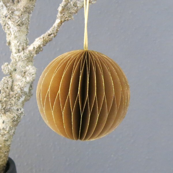 Weihnachtskugel Papier gold 7,5 cm Christbaumkugel Newstalgie