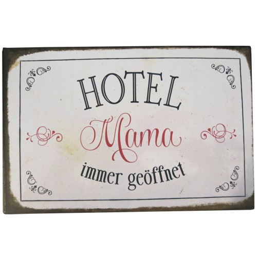 Metallschild Hotel Mama immer geöffnet Blechschild Magnettafel Vintage Art