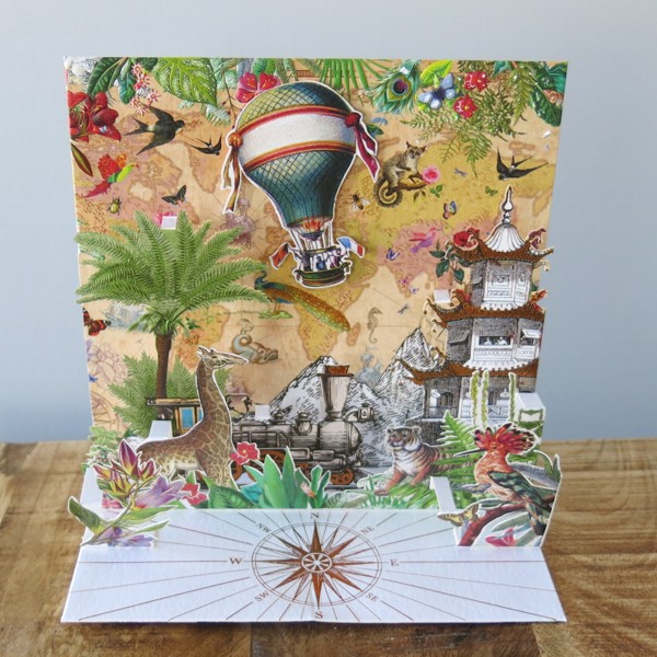 Pop Up Karte Heißluftballon Reise Welt 3 D Geburtstag | eBay