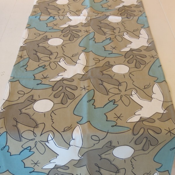 Linum Tischläufer Mosaik Taube türkis taupe weiß