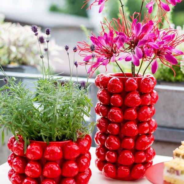 Vase Erdbeere rot 26 cm
